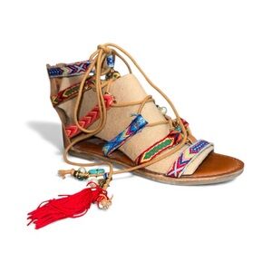 Express Boho Tie Up Colorful huarache Sandal Size 7